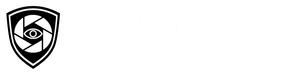 A black and white logo with a camera lens and an eye on it.