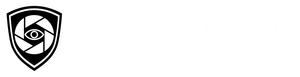 A black and white logo with a camera lens and an eye on it.