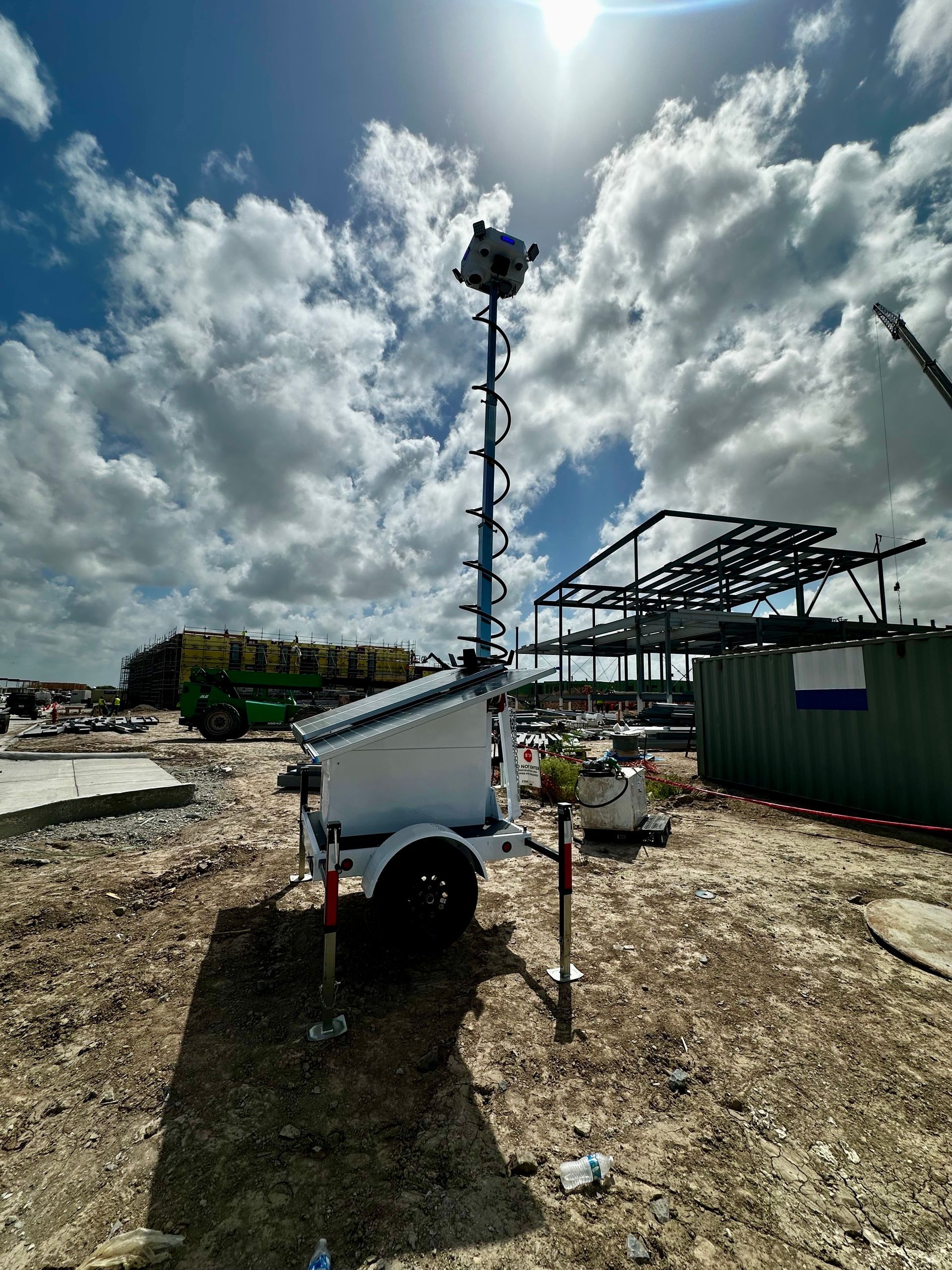 Sentinel 1 mobile surveillance trailer protecting a construction site