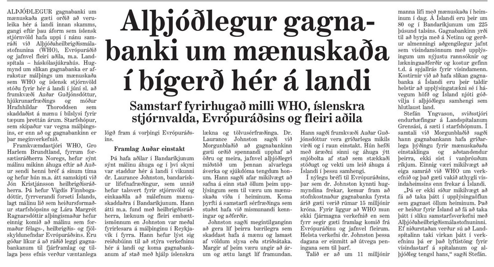 Alþjóðlegur gagnabanki um mænuskaða í bígerð hér á landi