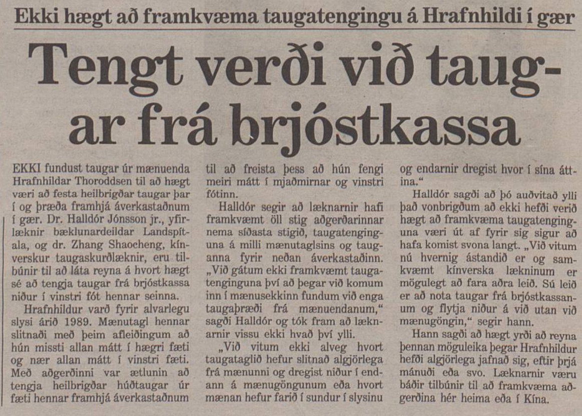 Tengt verði við taugar frá brjóstkassa