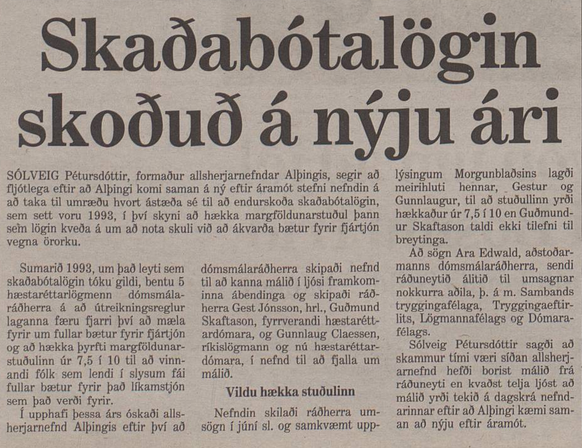 Skaðabótalögin skoðuð á nýju ári