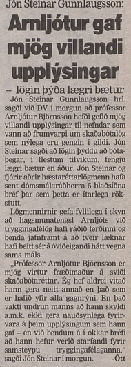Arnljótur gaf mjög villandi upplýsingar