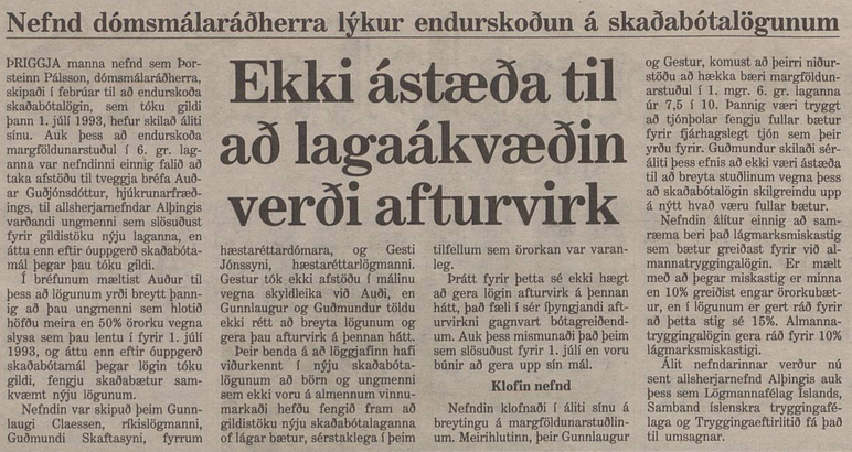 Ekki ástæða til að lagaákvæðin verði afturvirk