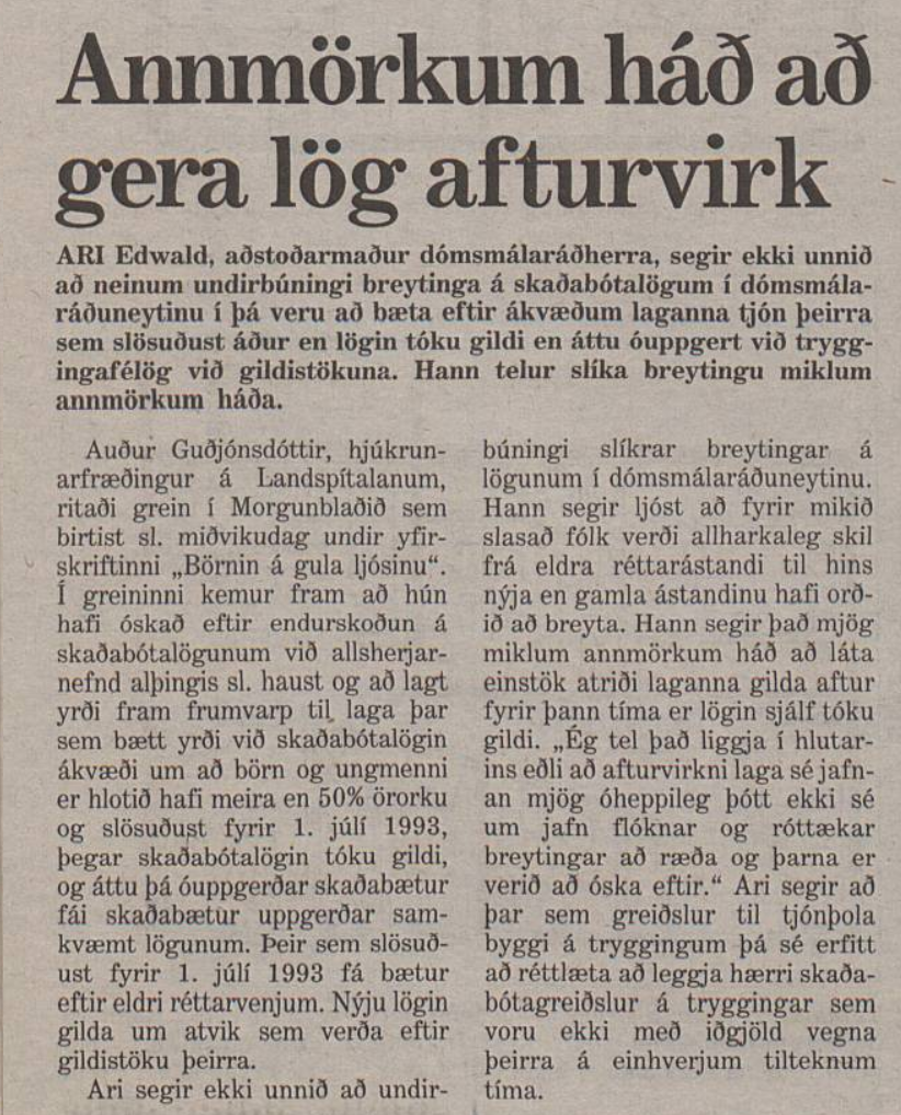 Annmörkum háð að gera lög afturvirk