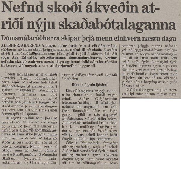 Nefnd skoði ákveðin atriði nýju skaðabótalaganna