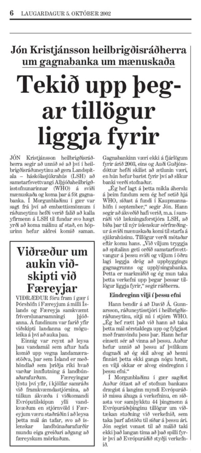 Tekið upp þegar tillögur liggja fyrir
