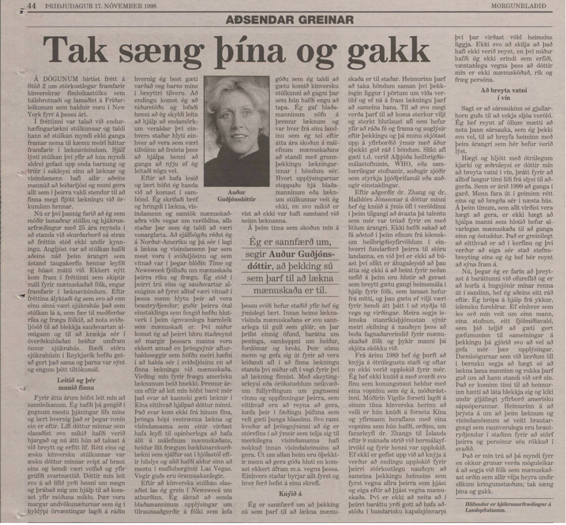 Tak sæng þína og gakk – Morgunblaðið, 8. apríl 2003