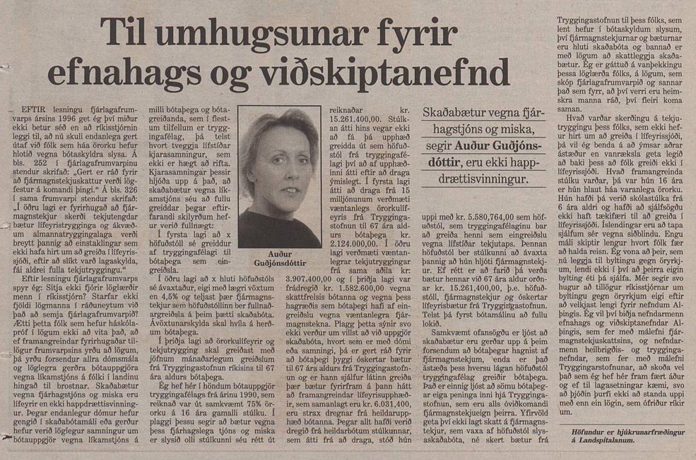 Til umhugsunar fyrir efnahags- og viðskiptanefnd