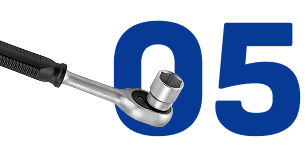 Car battery with red terminals next to a large blue number 4