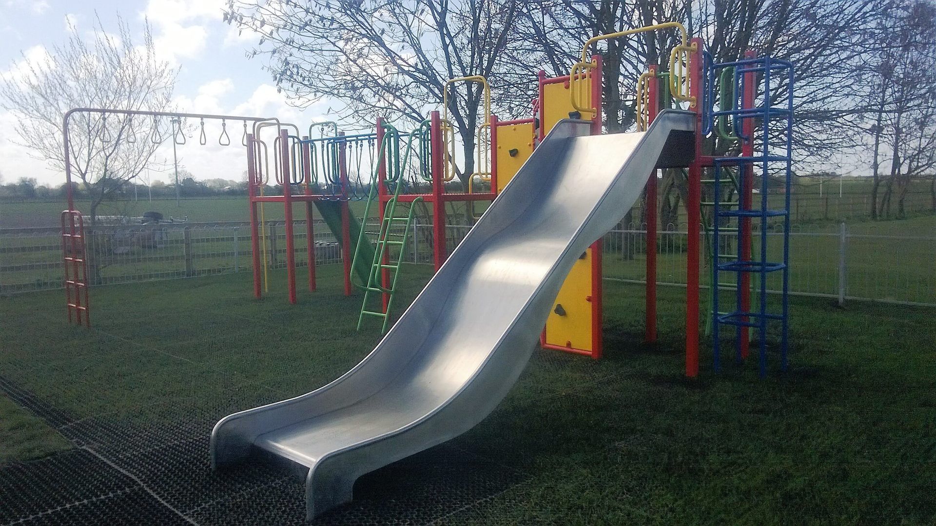 Playground Slide on Rubber Matting