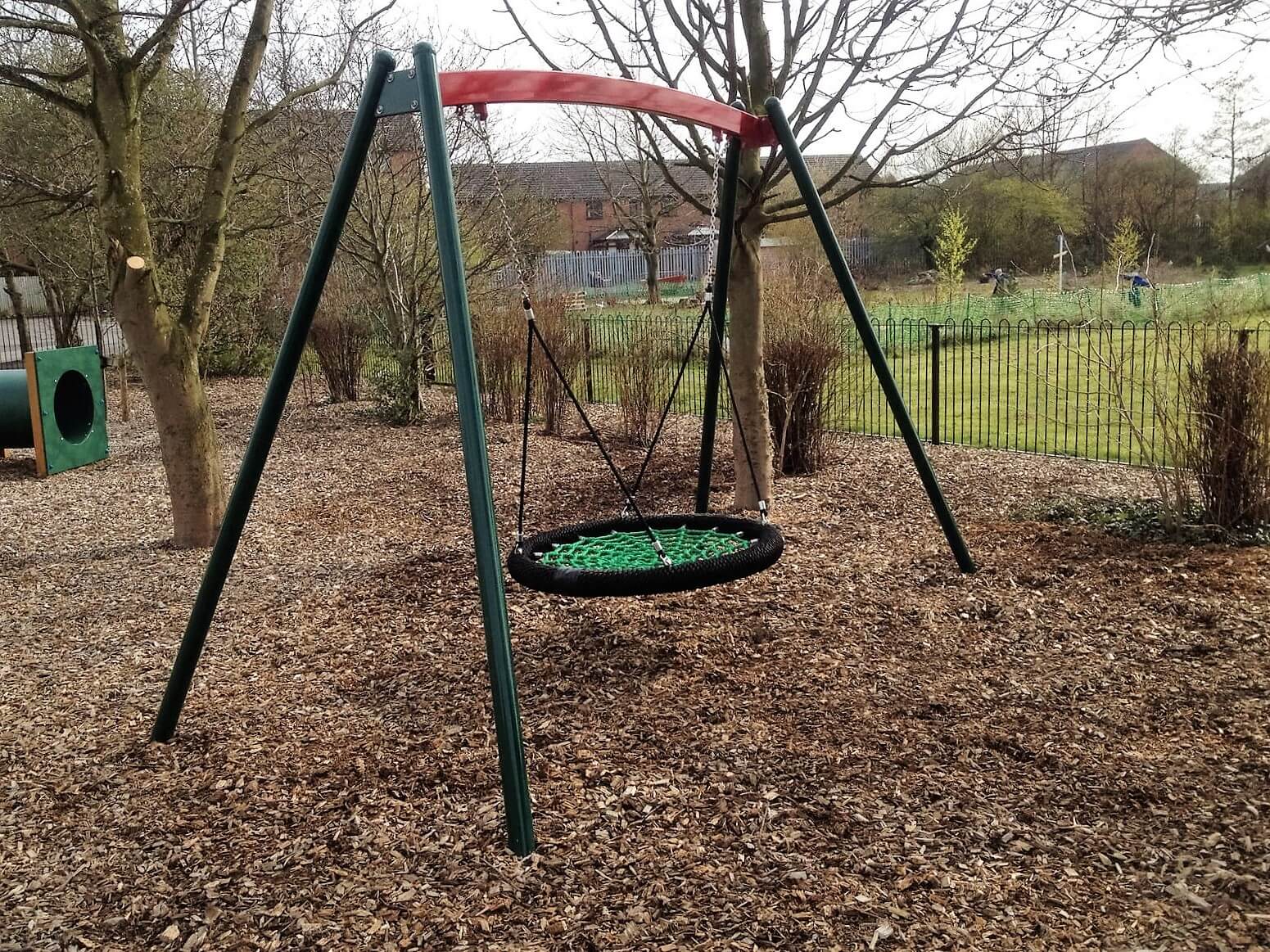 Tyre Playground Swings on Wood Chippings