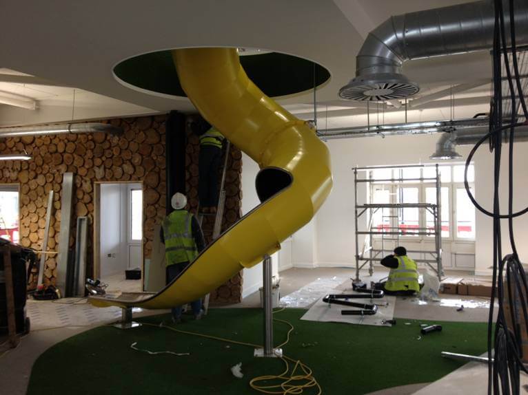 Curved Yellow Indoor Playground Slide