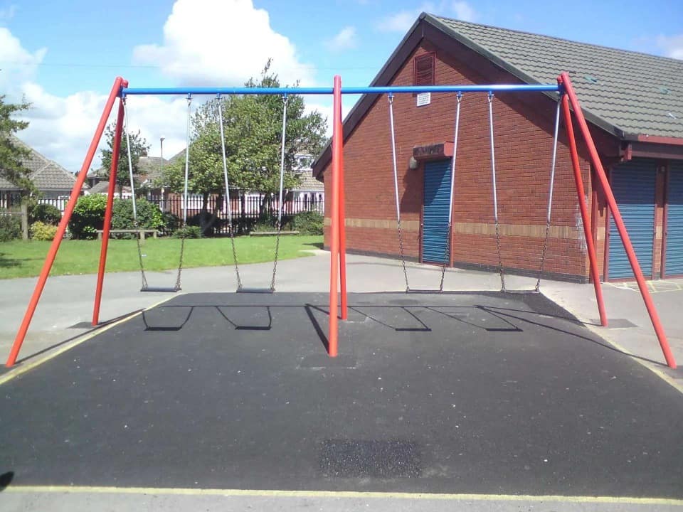 Playground Swing on Rubber Mats