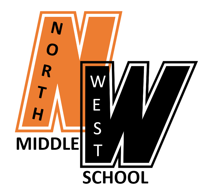 The north west middle school logo is orange and black.