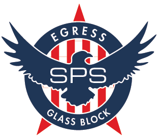 A logo for egress sps glass block