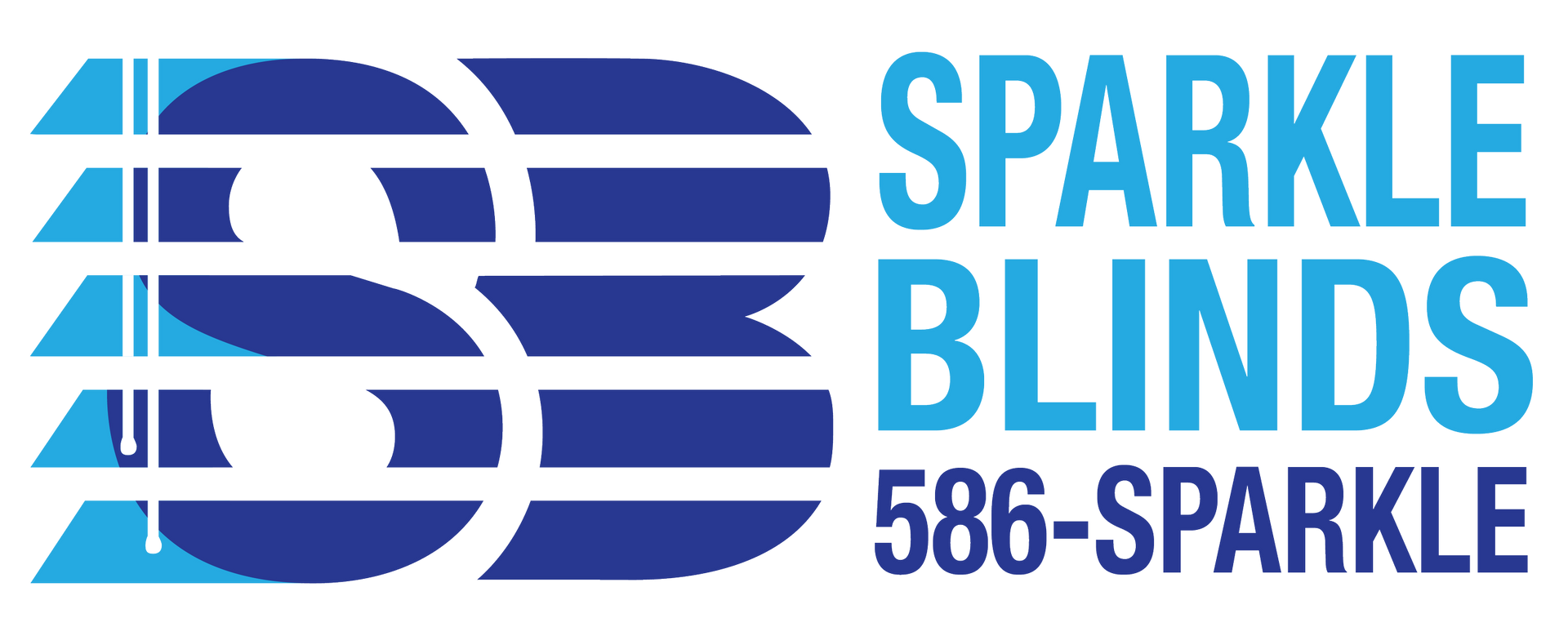 The logo for sparkle blinds 586-sparkle is blue and white.
