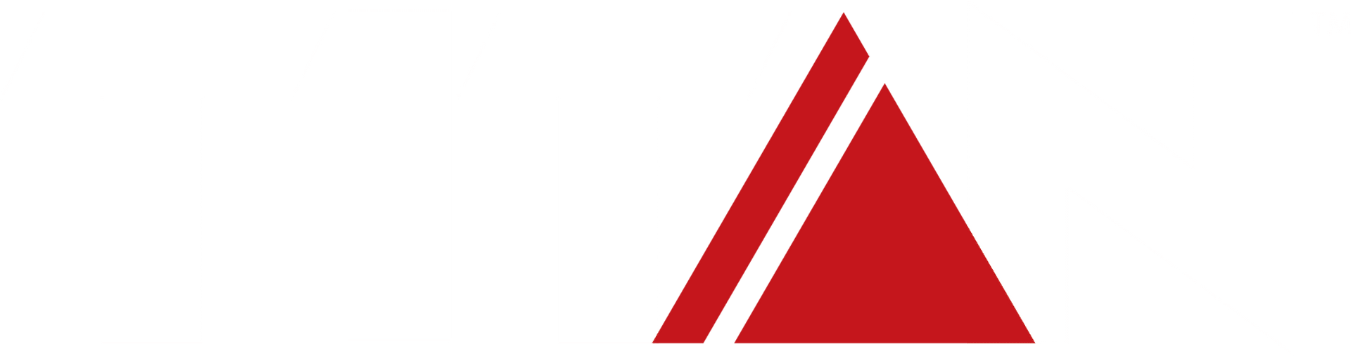 A red triangle with two white stripes on a white background.