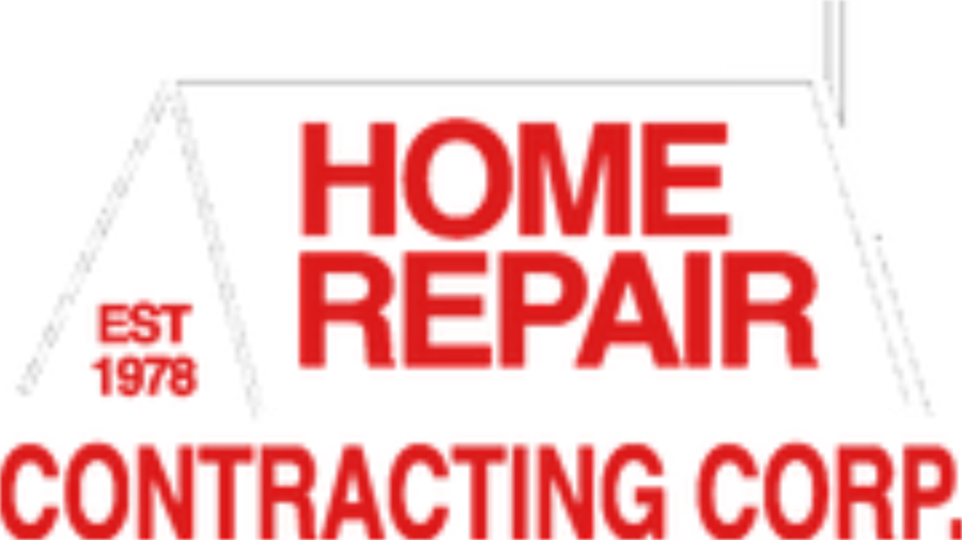 A red and white logo for home repair contracting corp