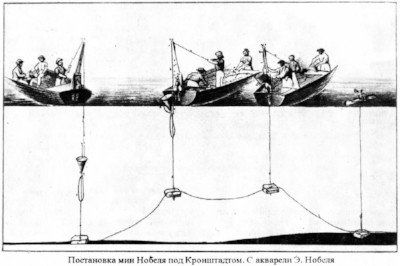 Laying mines on the roadstead of Kronstadt