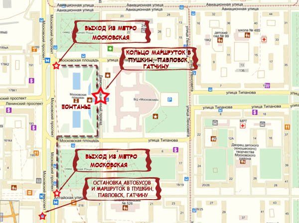 Карта остановок маршруток на Московской