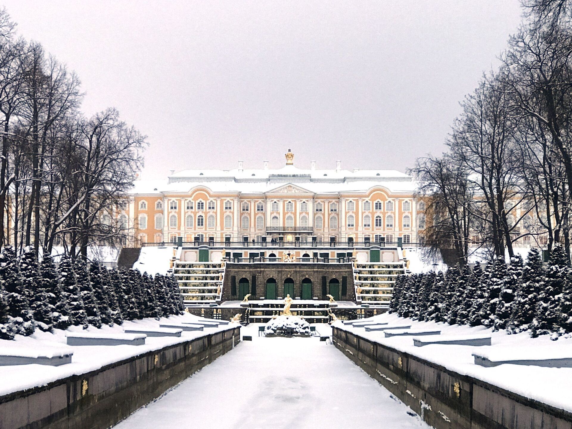 парк петергоф зимой