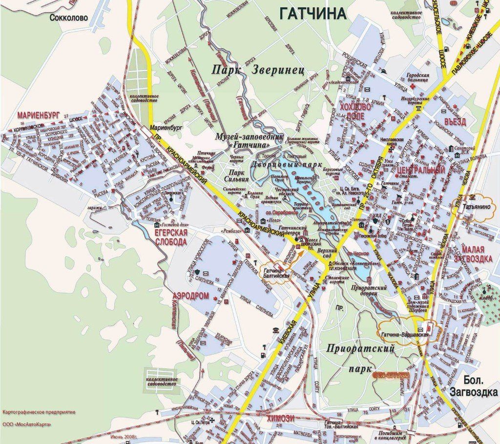 Туристическая карта Гатчины