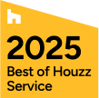 Gold badge with "2025 Best of Houzz Service" text.