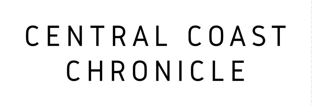 The logo for the central coast chronicle is black and white.