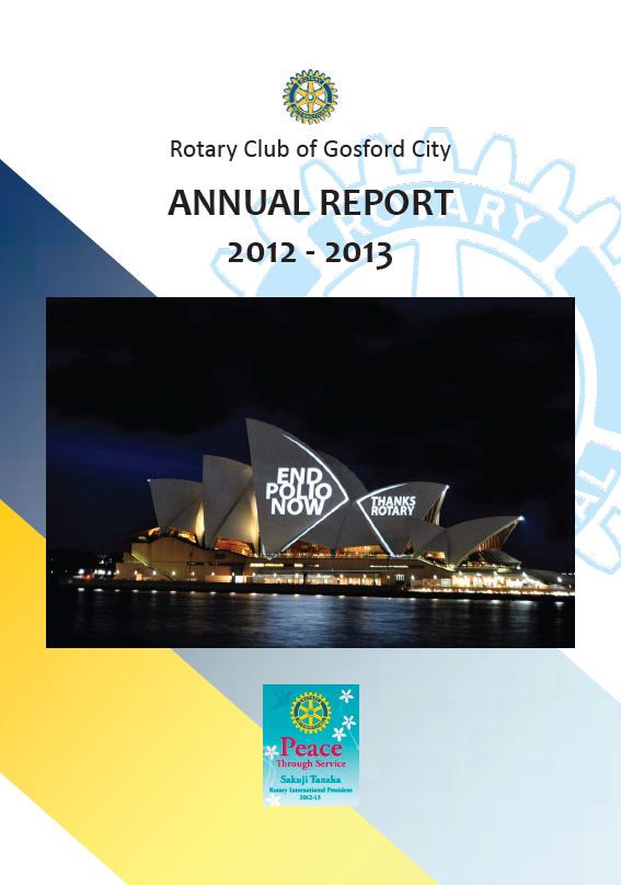 The cover of the rotary club of gosford city annual report