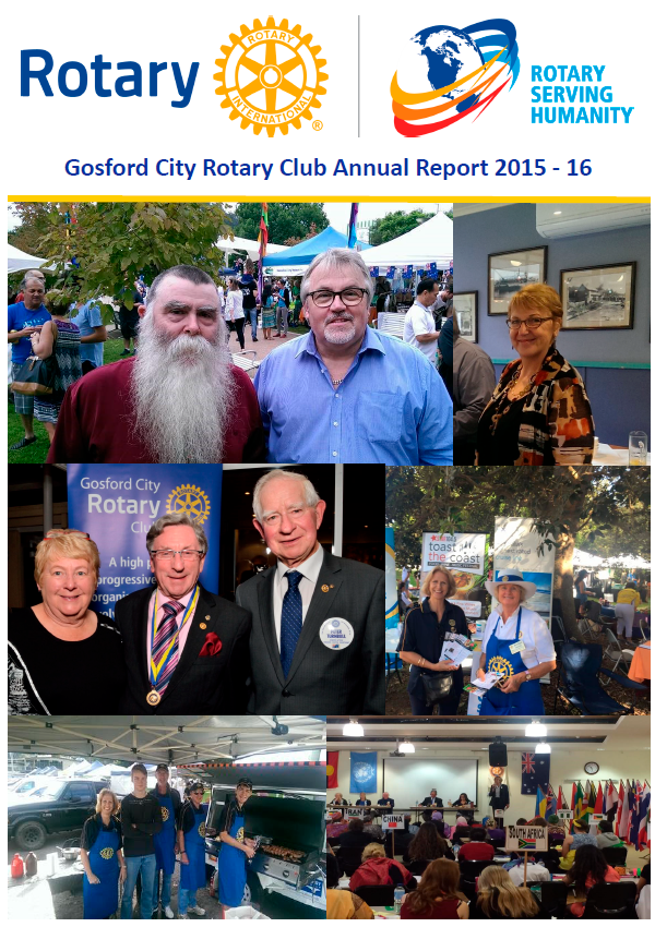 A collage of photos from the gofford city rotary club annual report