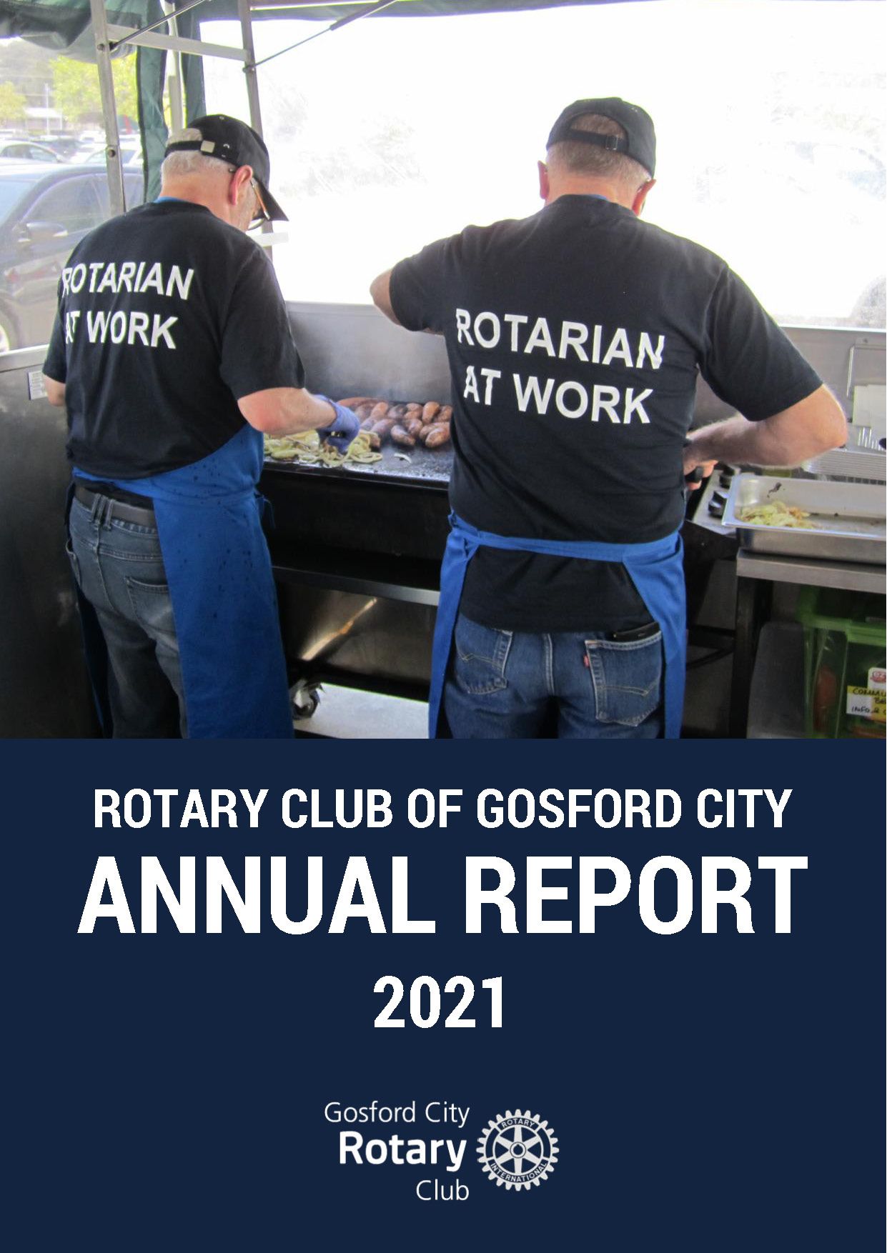 The cover of the rotary club of gosford city annual report for 2021