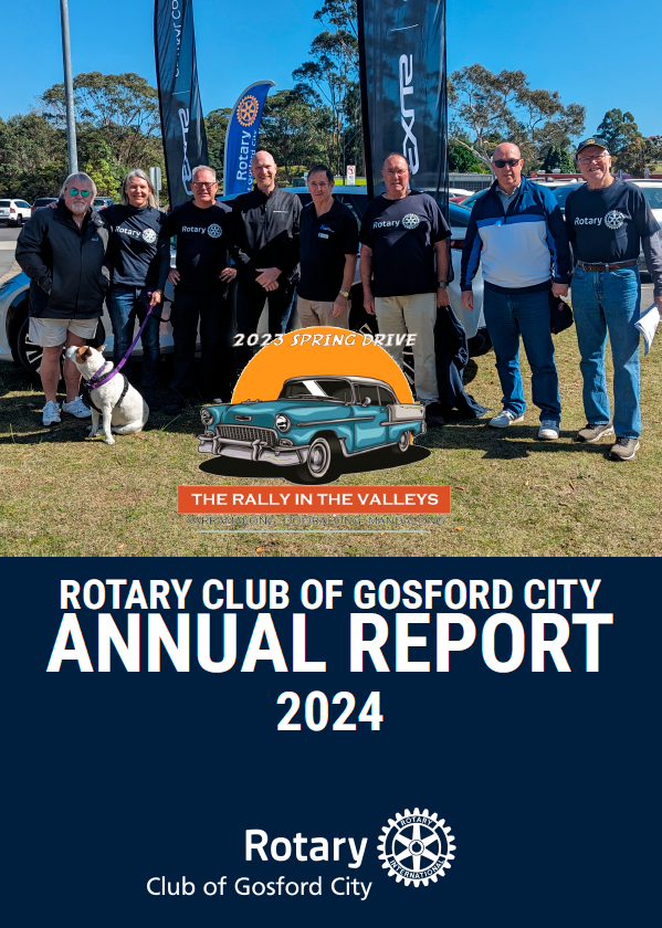 The cover of the rotary club of gosford city annual report for 2024