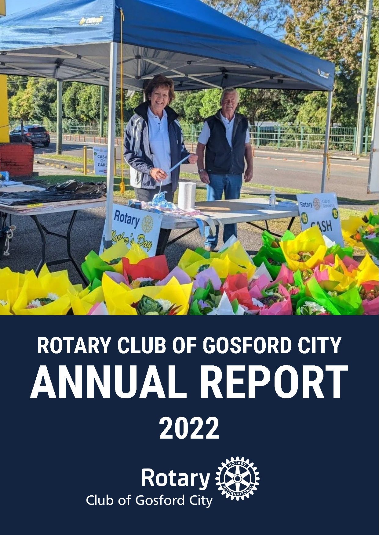The cover of the rotary club of gosford city annual report for 2022