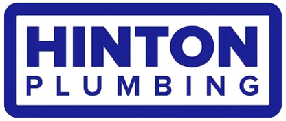 The logo for hinton plumbing is blue and white.