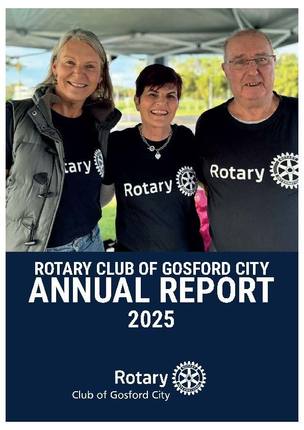 The cover of the rotary club of gosford city annual report for 2025
