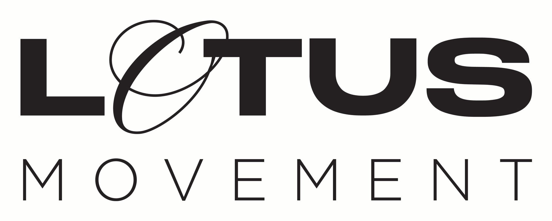 The logo for lotus movement is black and white and looks like a lotus flower.