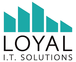 The logo for loyal it solutions is a blue and black logo.