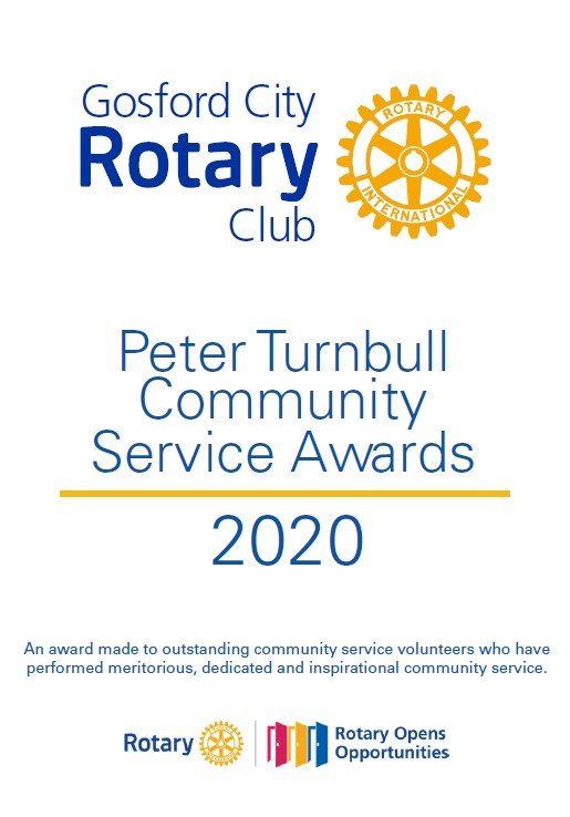 Gosford city rotary club peter turnbull community service awards 2020