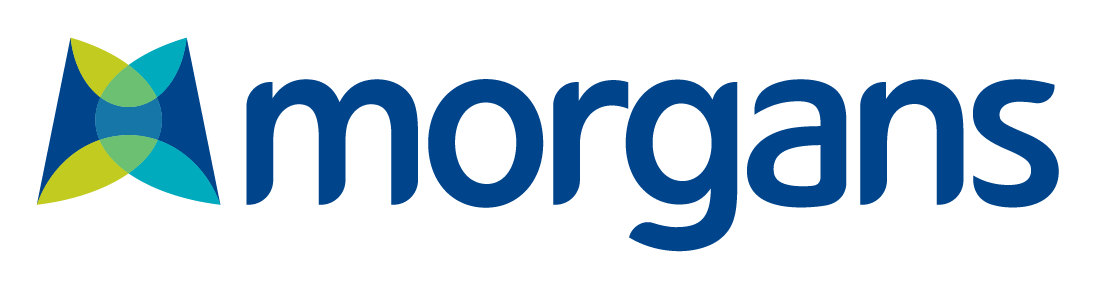 The logo for morgan 's bank is blue and green.