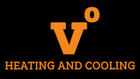 Orange HVAC logo with stylized “Vo” and the words “HEATING AND COOLING” on a black background