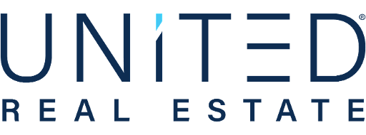 Logo for United Real Estate: navy text on white background.