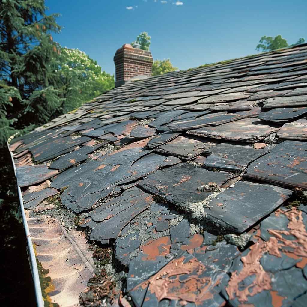 Damaged slate roof
