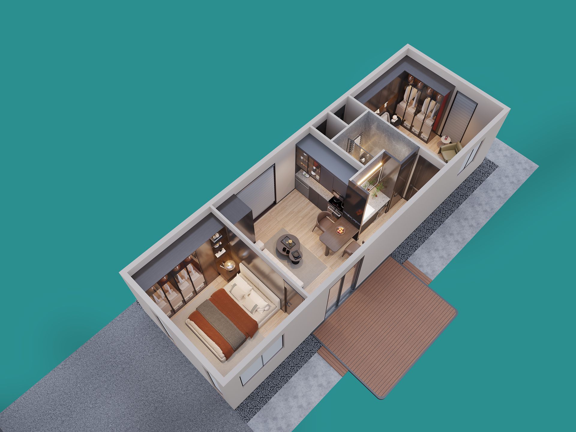 A model of a house and a model of a house on a white background.