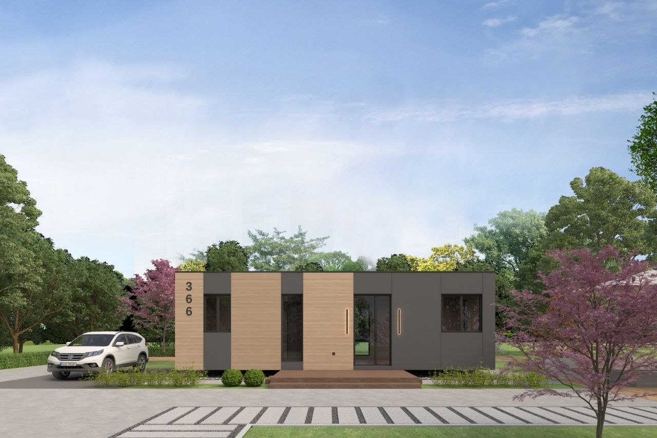A model of a house and a model of a house on a white background.