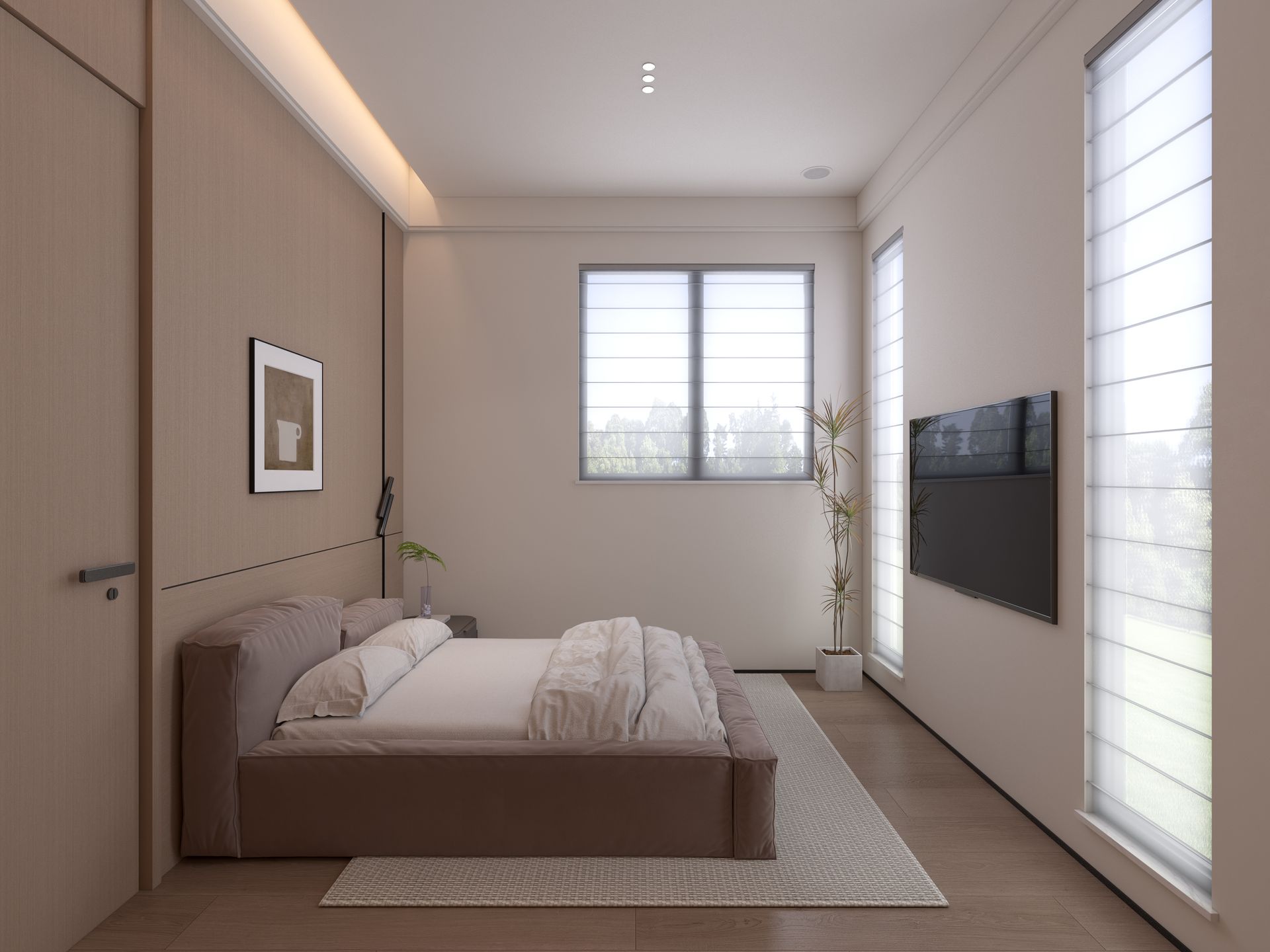 A living room with a couch and a coffee table