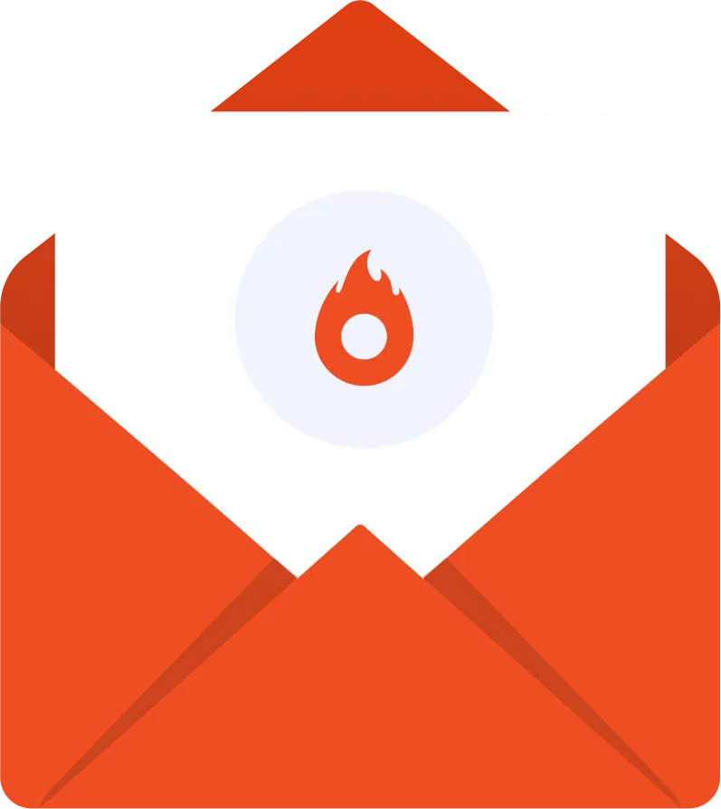 Um envelope vermelho com um ícone de fogo dentro dele.