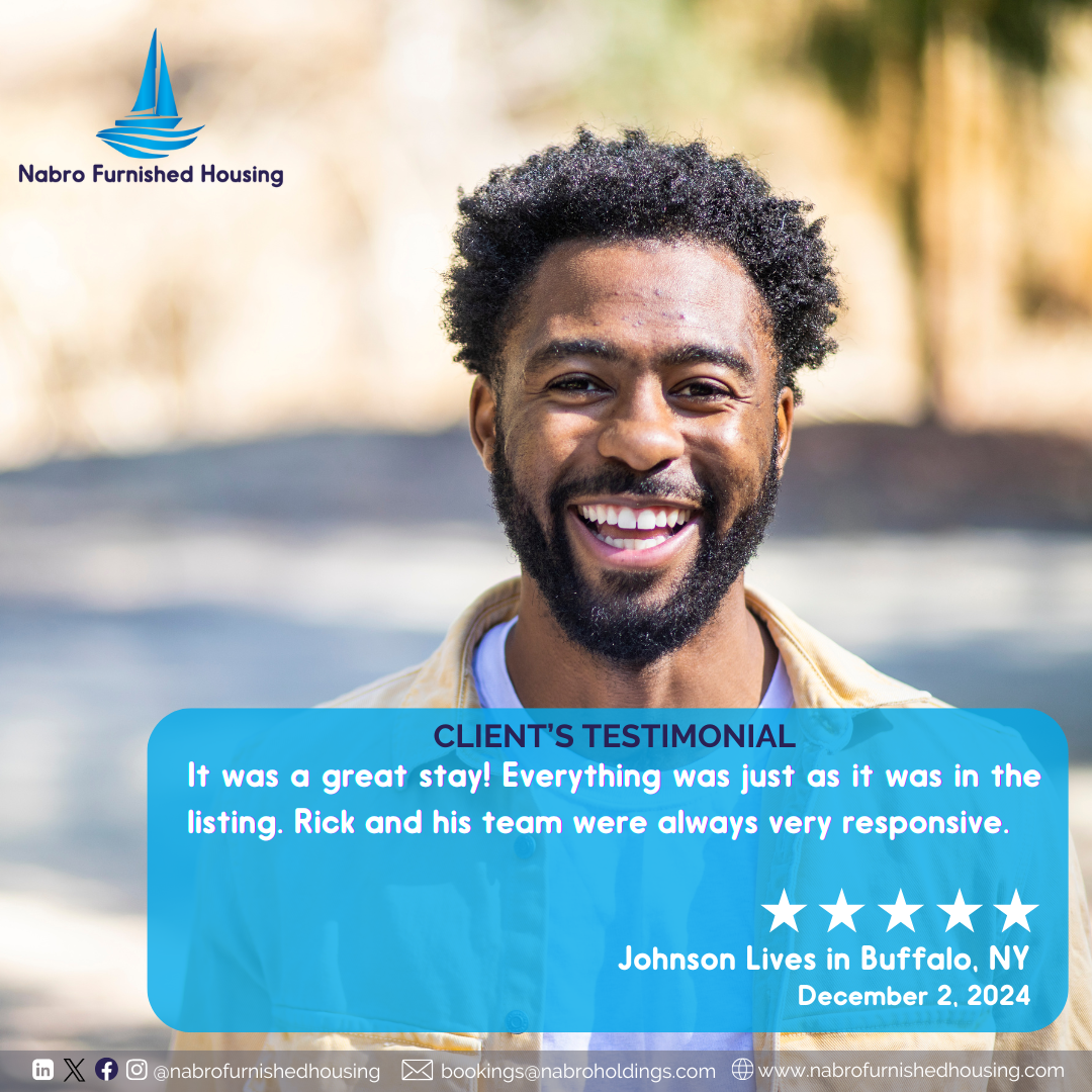 A man with a beard is smiling with a testimonial from johnson lives in buffalo ny