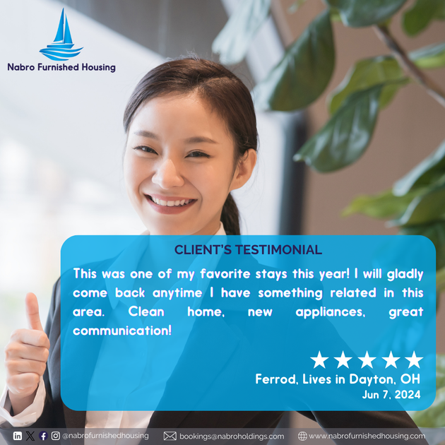 A woman is smiling and giving a thumbs up in a client 's testimonial