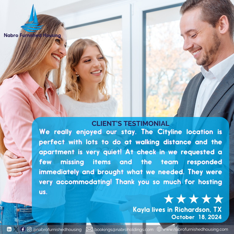 A client 's testimonial from kayla who lives in richardson tx